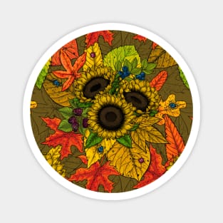 Autumn bouquet on brown Magnet